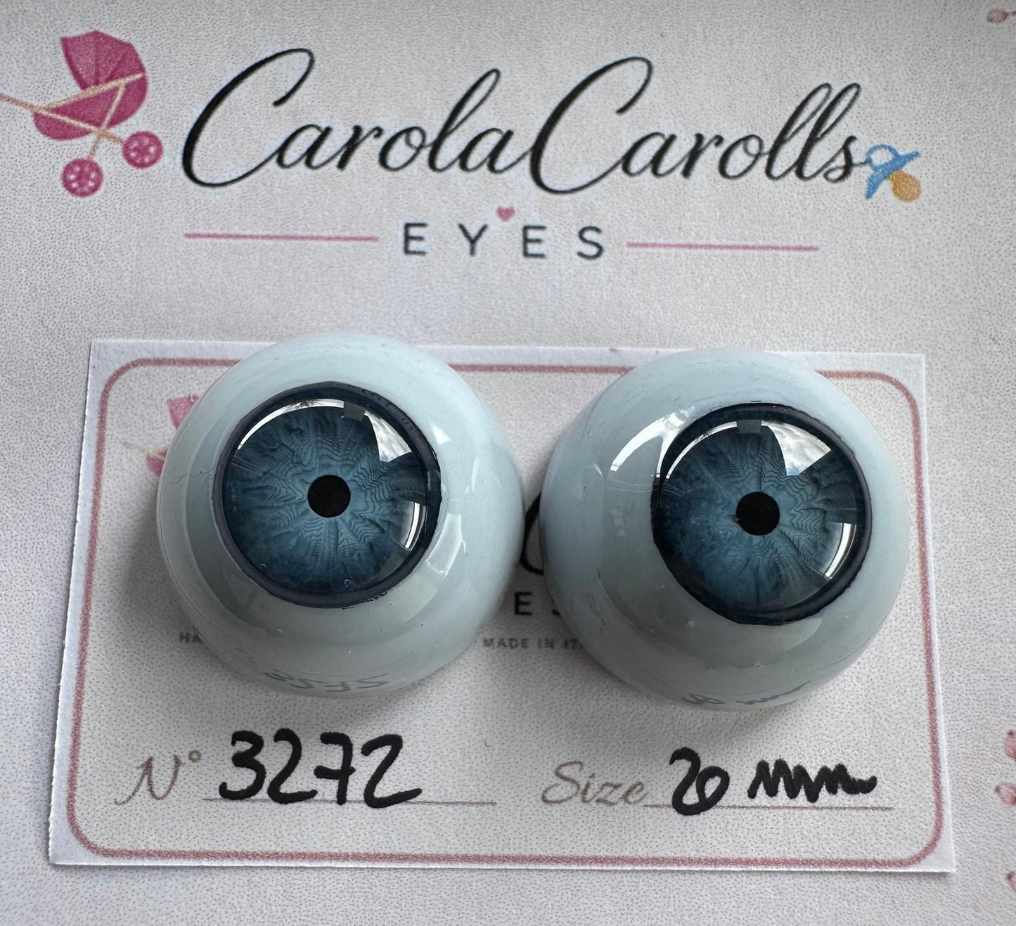 Grigio/Blu - 20 mm FLAT 3272 | Reborn Doll Eyes | CarolaCarollsEyes