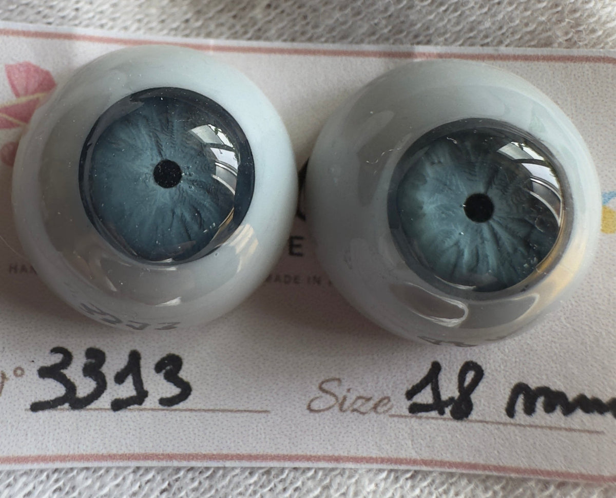 Grigio/Blu - 18 mm FLAT #3313 | Reborn Doll Eyes | CarolaCarollsEyes
