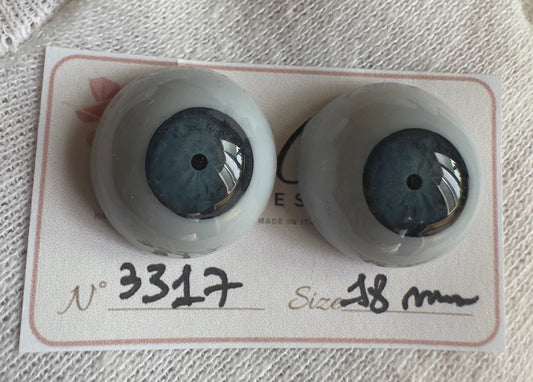 Grigio/Blu - 18 mm FLAT #3317 | Reborn Doll Eyes | CarolaCarollsEyes