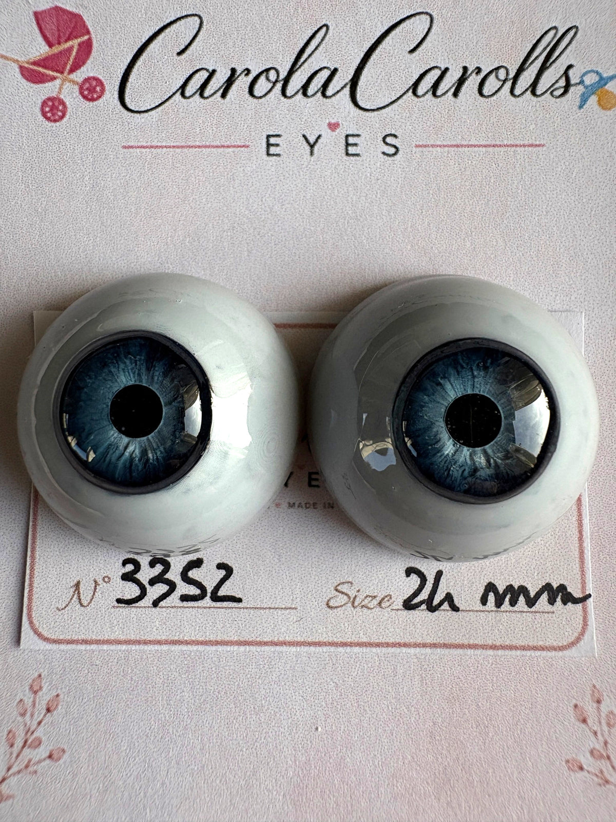 Blu - 24 mm FLAT #3352 | Reborn Doll Eyes | CarolaCarollsEyes