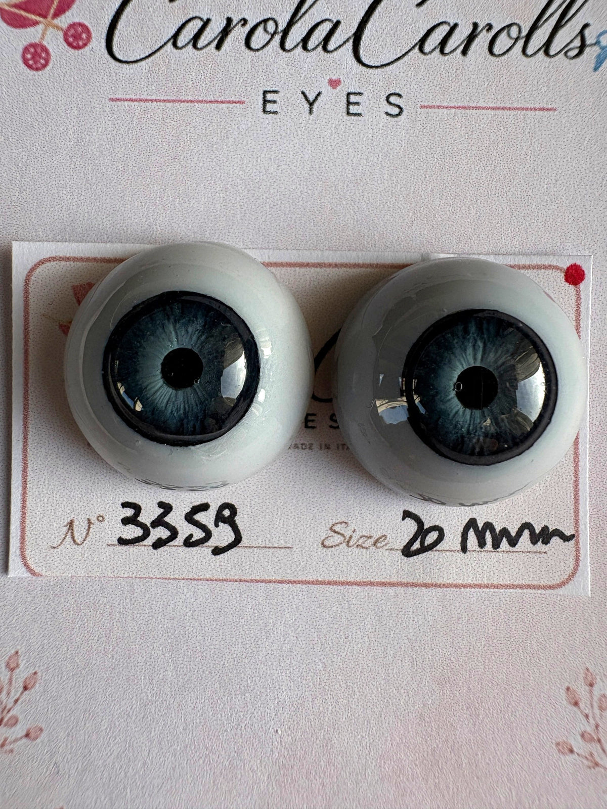 Grigio/Blu - 20 mm FLAT #3359 | Reborn Doll Eyes | CarolaCarollsEyes
