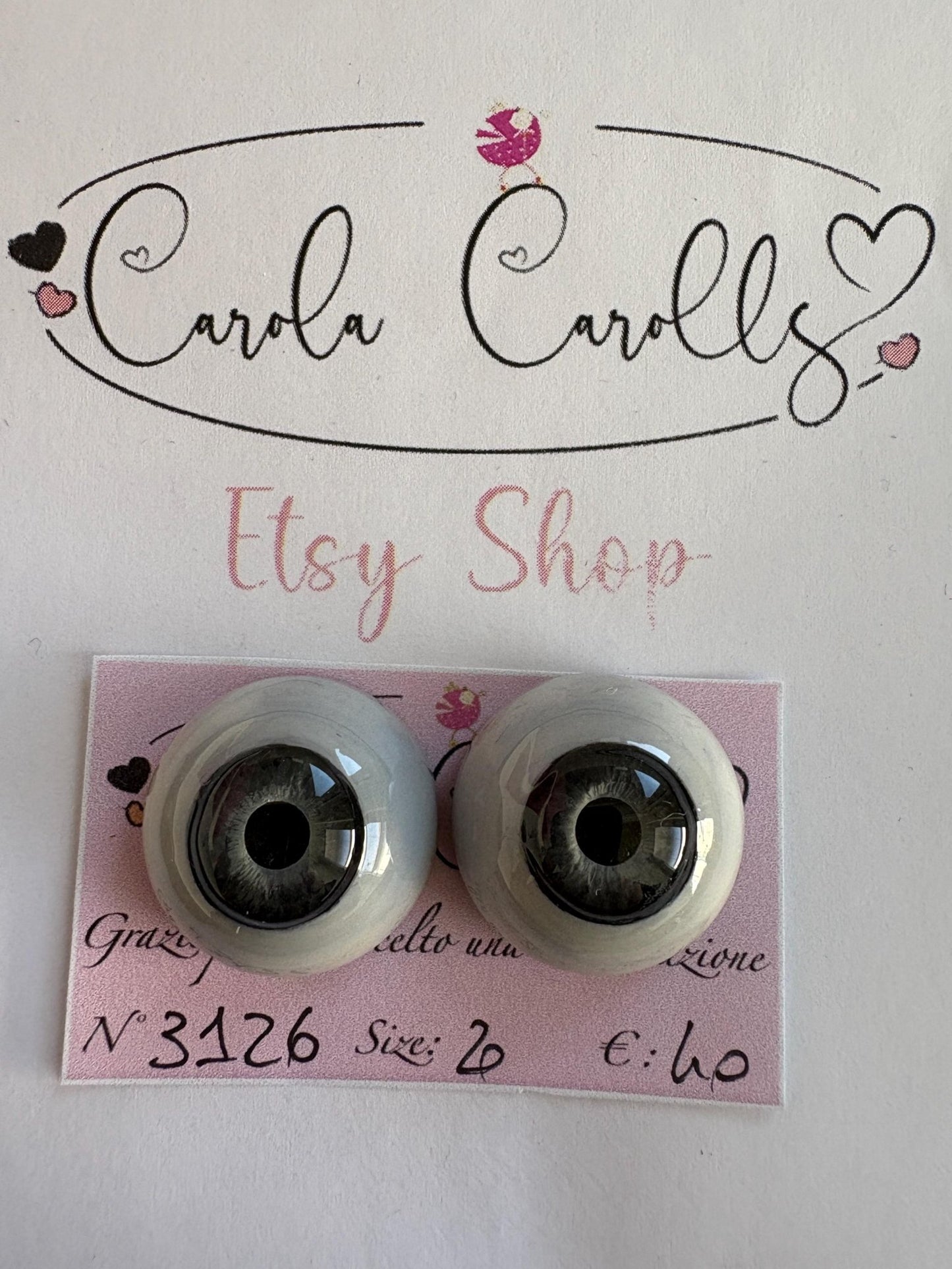 Grigio - 20 mm FLAT 3126 | Reborn Doll Eyes | CarolaCarollsEyes