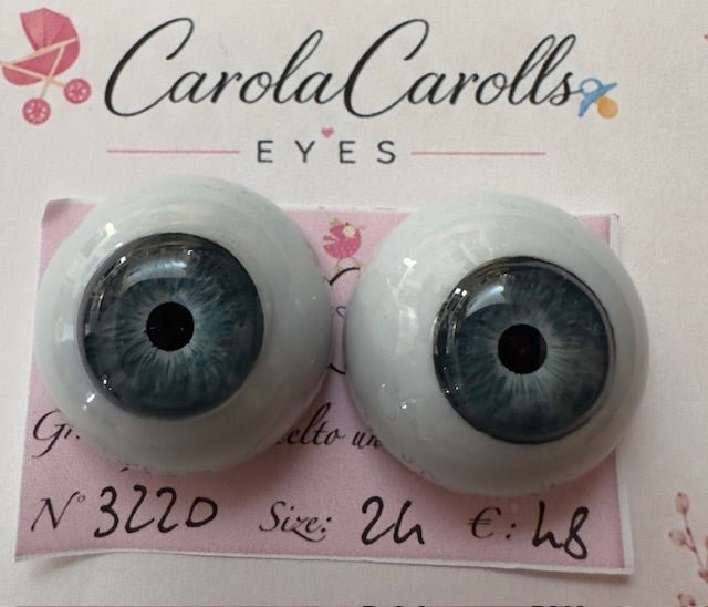 Grigio/Blu - 24 mm FLAT #3220 | Reborn Doll Eyes | CarolaCarollsEyes