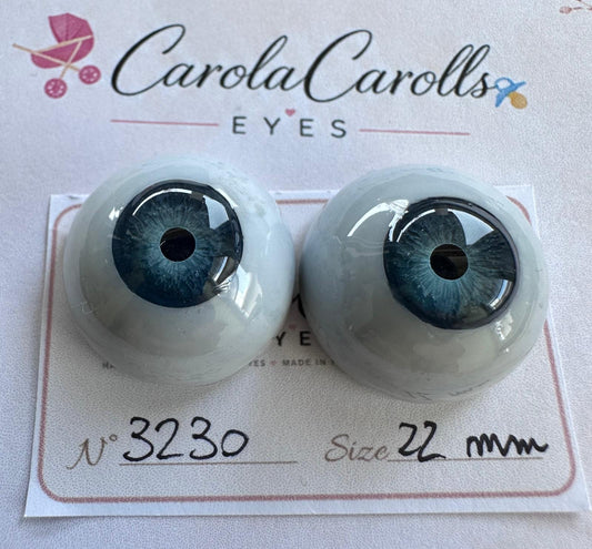 Grigio/Blu - 22 mm FLAT 3230 | Reborn Doll Eyes | CarolaCarollsEyes
