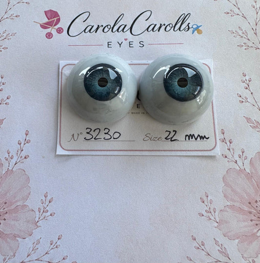 Grigio/Blu - 22 mm FLAT 3230 | Reborn Doll Eyes | CarolaCarollsEyes