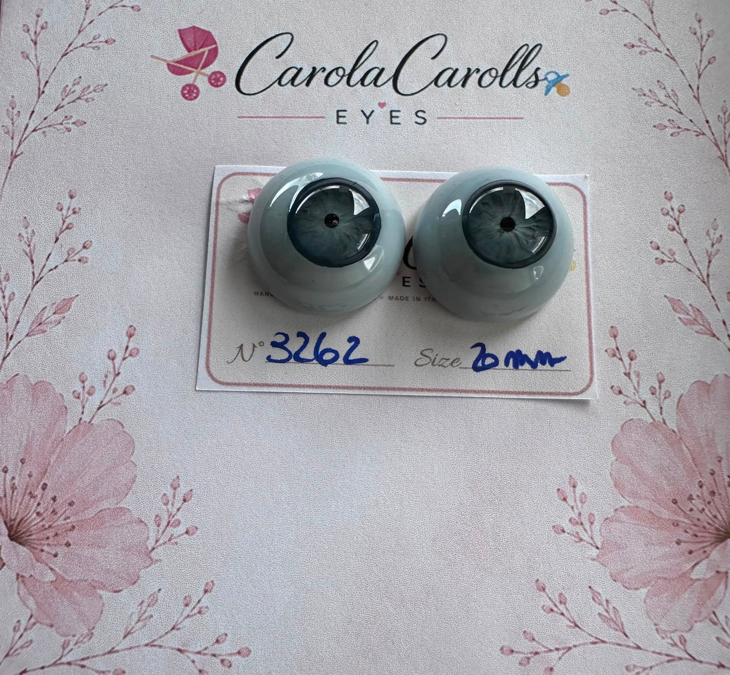 Grigio/Blu - 20 mm FLAT 3262 | Reborn Doll Eyes | CarolaCarollsEyes