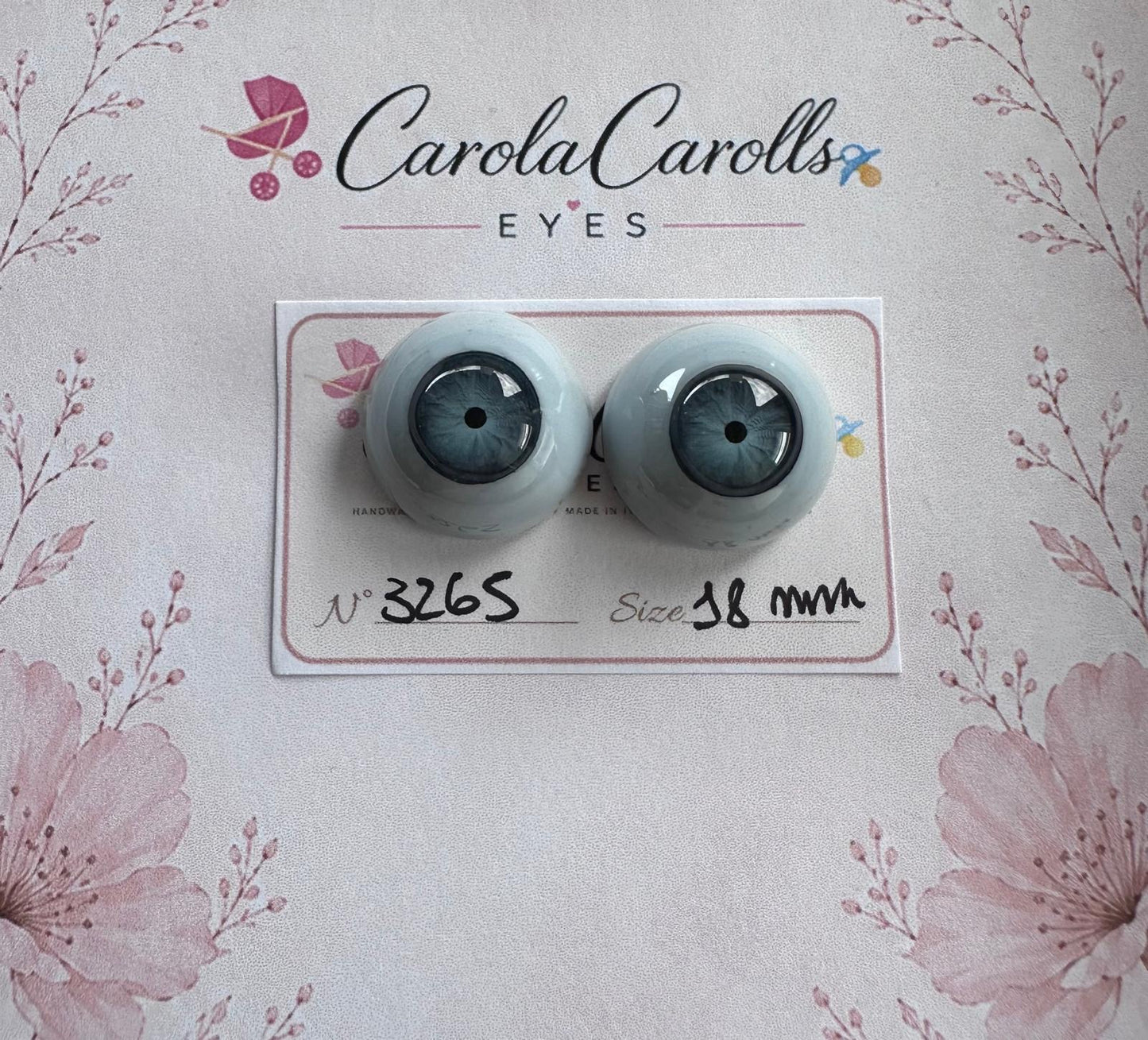 Grigio/Blu - 18 mm FLAT 3265 | Reborn Doll Eyes | CarolaCarollsEyes