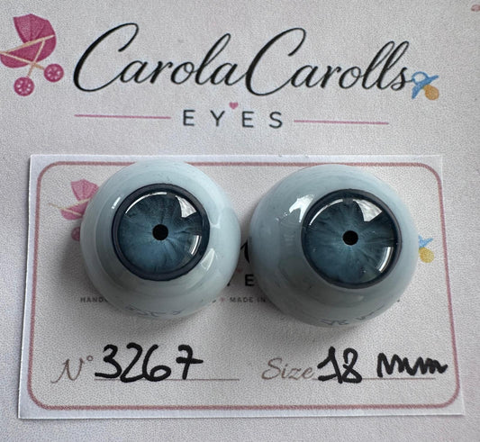 Grigio/Blu - 18 mm FLAT 3267 | Reborn Doll Eyes | CarolaCarollsEyes