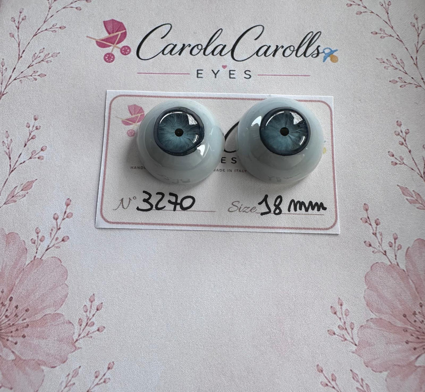 Grigio/Blu - 18 mm FLAT 3270 | Reborn Doll Eyes | CarolaCarollsEyes