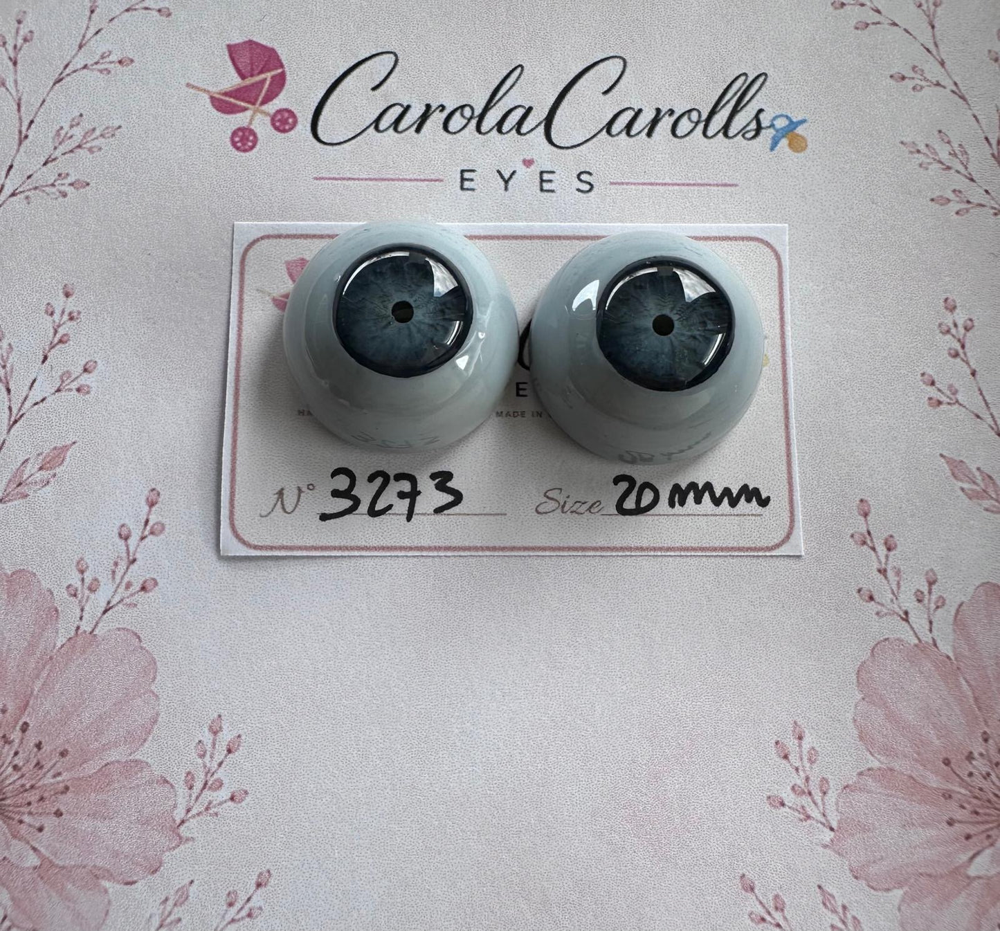 Grigio/Blu - 20 mm FLAT 3273 | Reborn Doll Eyes | CarolaCarollsEyes