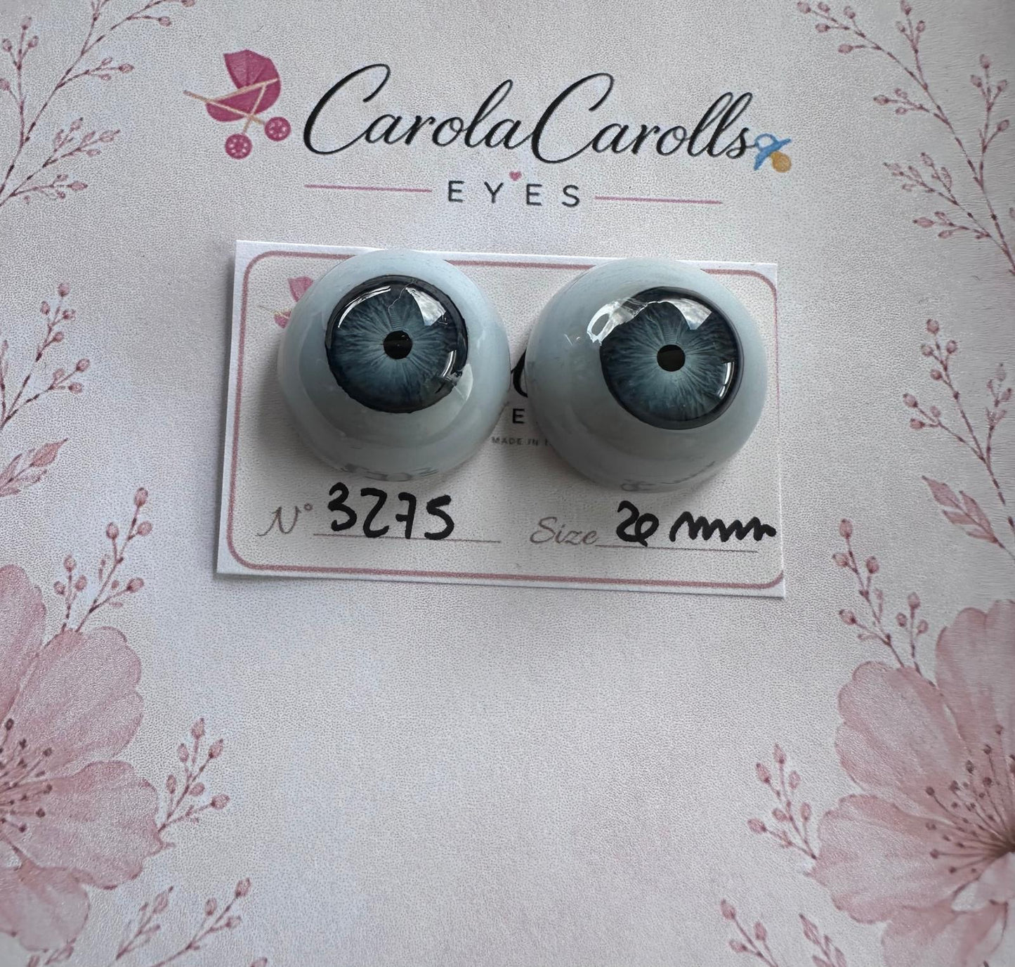 Grigio/Blu - 20 mm FLAT 3275 | Reborn Doll Eyes | CarolaCarollsEyes