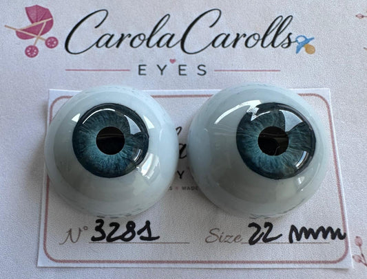 Blu/Verde - 22 mm FLAT 3281 | Reborn Doll Eyes | CarolaCarollsEyes