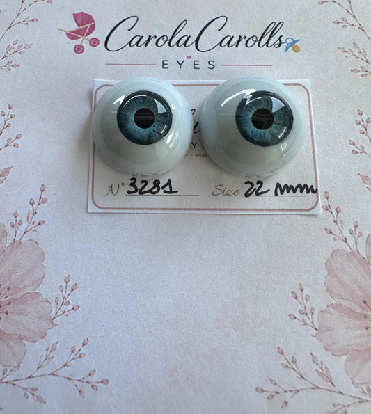 Blu/Verde - 22 mm FLAT 3281 | Reborn Doll Eyes | CarolaCarollsEyes