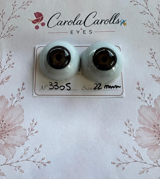 Marrone - 22 mm FLAT 3305 | Reborn Doll Eyes | CarolaCarollsEyes