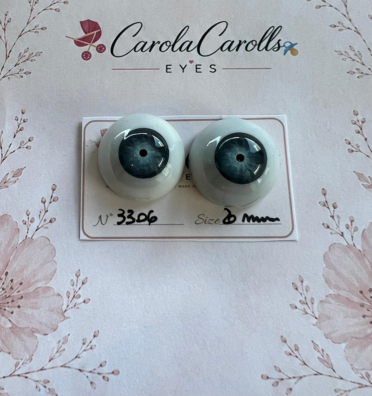 Grigio/Blu - 20 mm FLAT 3306 | Reborn Doll Eyes | CarolaCarollsEyes
