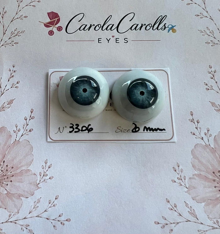 Grigio/Blu - 20 mm FLAT 3306 | Reborn Doll Eyes | CarolaCarollsEyes