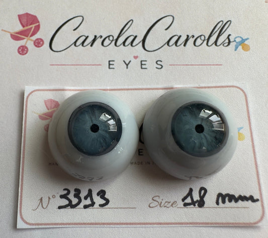 Grigio/Blu - 18 mm FLAT #3313 | Reborn Doll Eyes | CarolaCarollsEyes