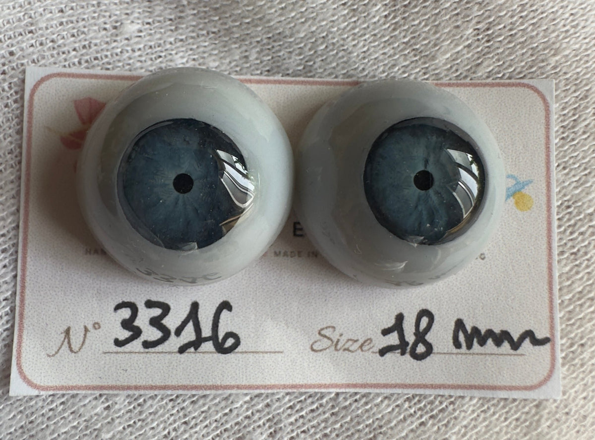 Grigio/Blu - 18 mm FLAT #3316 | Reborn Doll Eyes | CarolaCarollsEyes