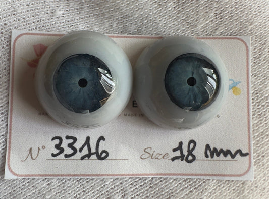 Grigio/Blu - 18 mm FLAT #3316 | Reborn Doll Eyes | CarolaCarollsEyes
