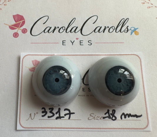 Grigio/Blu - 18 mm FLAT #3317 | Reborn Doll Eyes | CarolaCarollsEyes