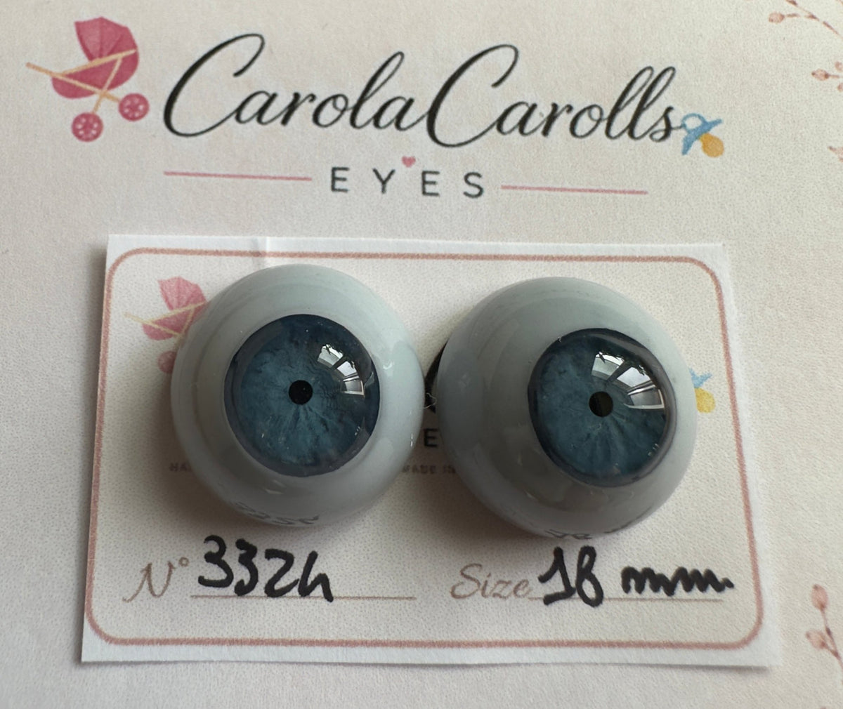 Grigio/Blu - 18 mm FLAT #3324 | Reborn Doll Eyes | CarolaCarollsEyes