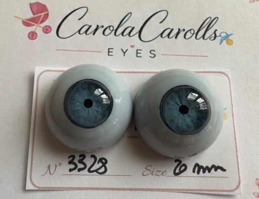 Grigio/Blu - 20 mm FLAT #3328 | Reborn Doll Eyes | CarolaCarollsEyes