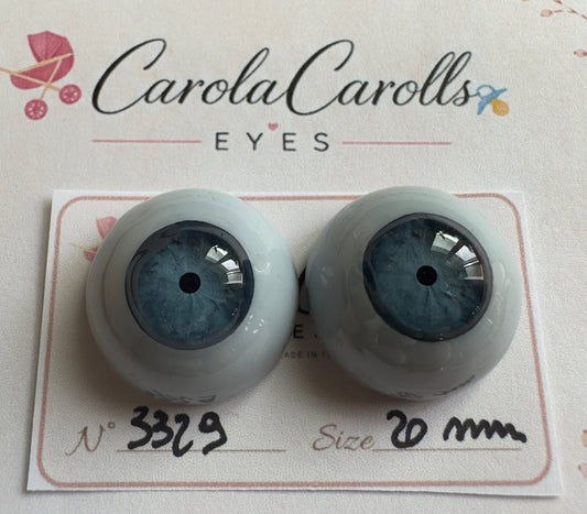 Grigio/Blu - 20 mm FLAT #3329 | Reborn Doll Eyes | CarolaCarollsEyes