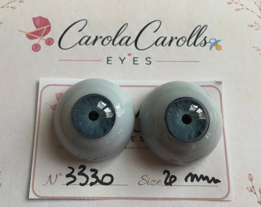 Grigio/Blu - 20 mm FLAT #3330 | Reborn Doll Eyes | CarolaCarollsEyes