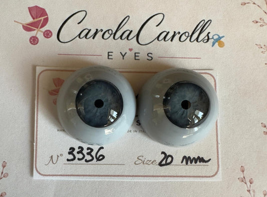 Grigio/Blu - 20 mm FLAT #3336 | Reborn Doll Eyes | CarolaCarollsEyes