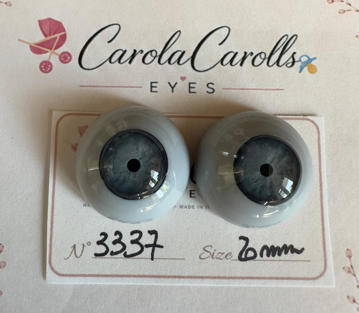 Grigio/Blu - 20 mm FLAT #3337 | Reborn Doll Eyes | CarolaCarollsEyes
