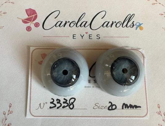 Grigio/Blu - 20 mm FLAT #3338 | Reborn Doll Eyes | CarolaCarollsEyes
