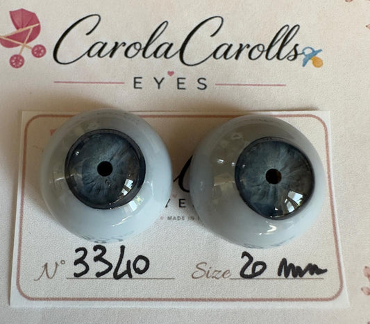 Grigio/Blu - 20 mm FLAT #3340 | Reborn Doll Eyes | CarolaCarollsEyes