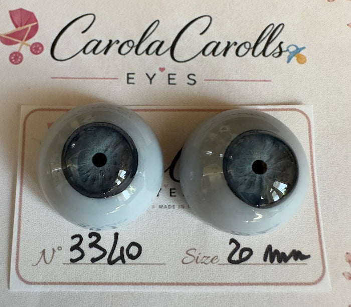 Grigio/Blu - 20 mm FLAT #3340 | Reborn Doll Eyes | CarolaCarollsEyes