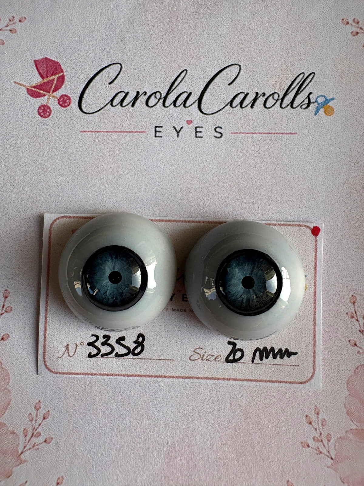 Grigio/Blu - 20 mm FLAT #3358 | Reborn Doll Eyes | CarolaCarollsEyes