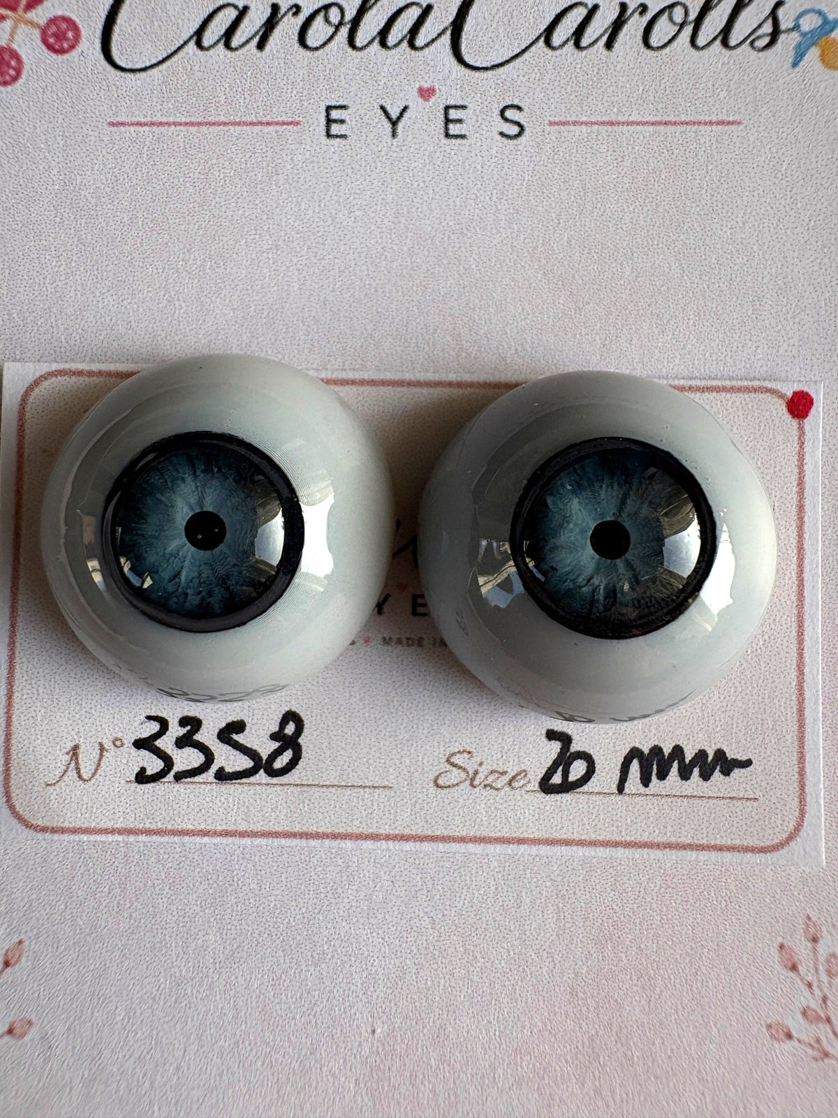 Grigio/Blu - 20 mm FLAT #3358 | Reborn Doll Eyes | CarolaCarollsEyes