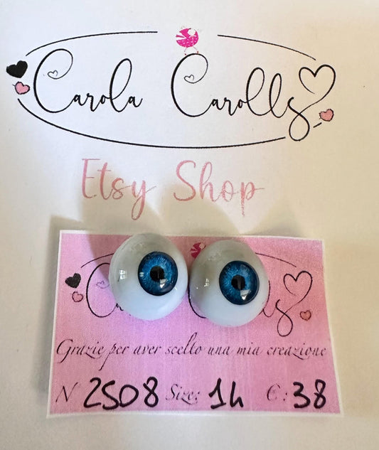 Blu - 14 mm FLAT 2508 | Reborn Doll Eyes | CarolaCarollsEyes