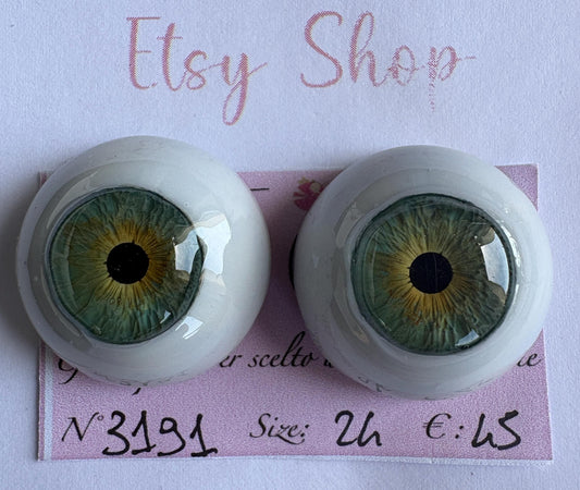 Occhi da 24 mm FLAT VERDE per Bambole Reborn. #3191